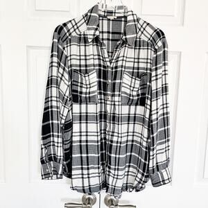 Pilcro Anthropologie Relaxed Buffalo Plaid Button Down Top